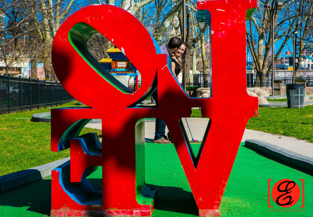 Love sign mini golf at Franklin Square Park Philadelphia