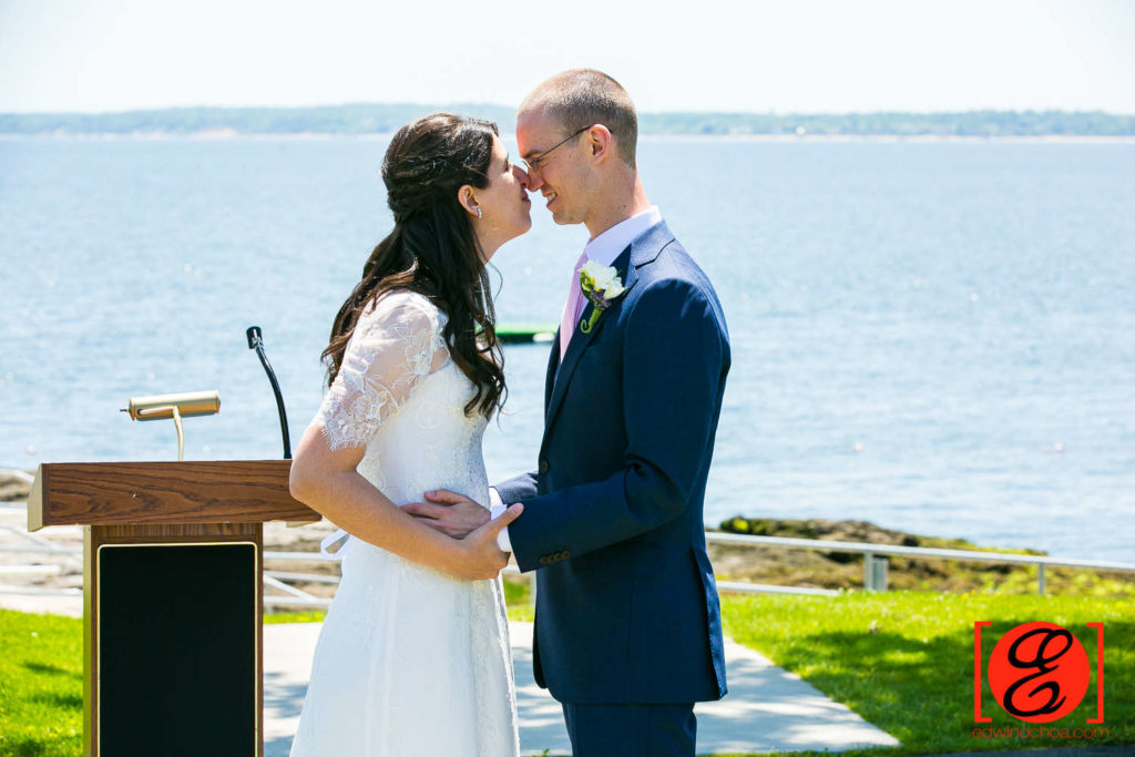 Larchmont Shore Club Wedding 4 bride and groom nose to nose